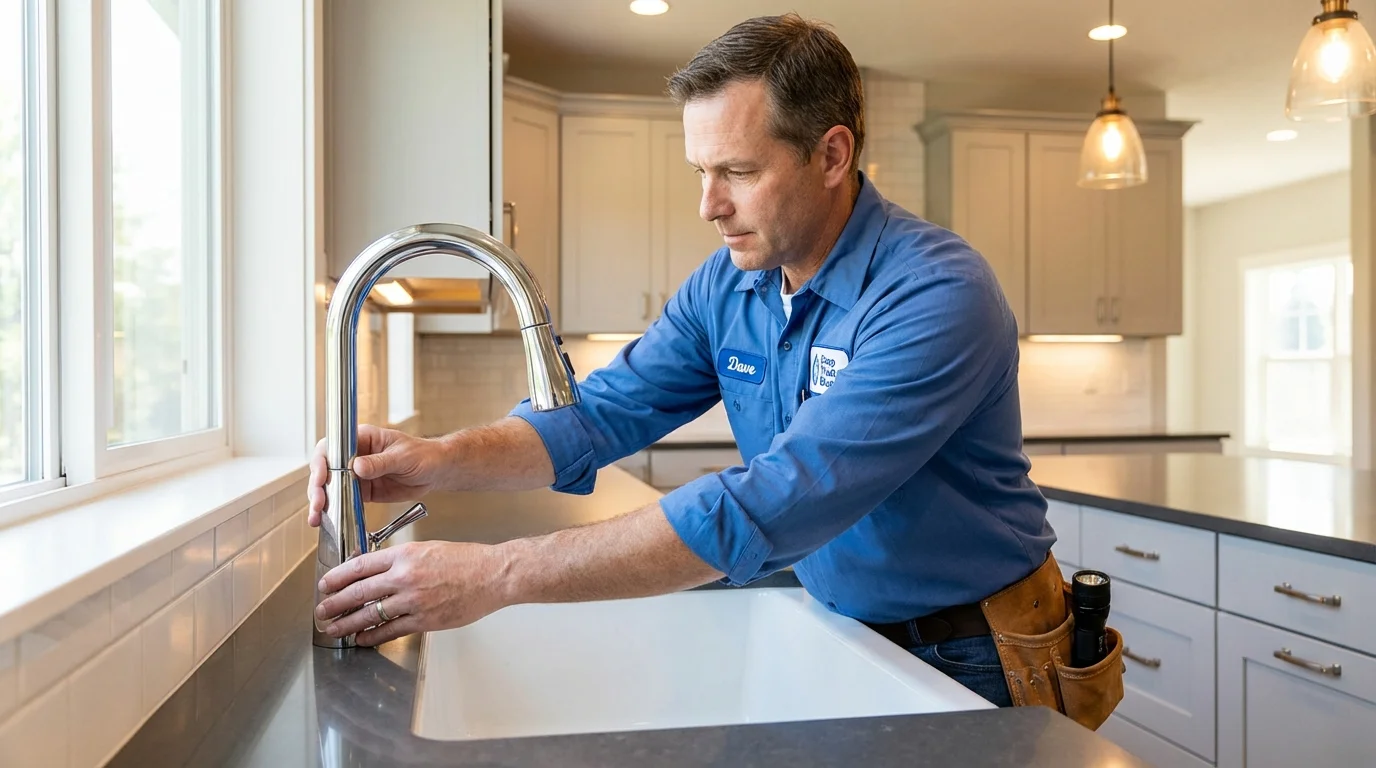 Kitchen faucet installation by Johns Plumbing LLC in Hollis Center